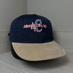 Vintage 90's Atlantic City NJ  Hat Navy Souvenir Cap Strapback‎ Adjustable